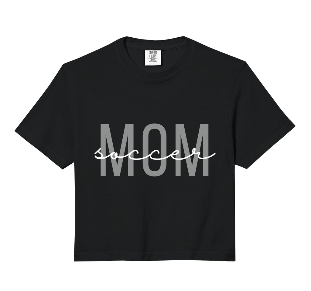 Soccer Mom Soccer Mama Comfort Colors Crop T-Shirt - Unique Graphic Unisex - T-Shirt, Sweatshirt, Hoodie