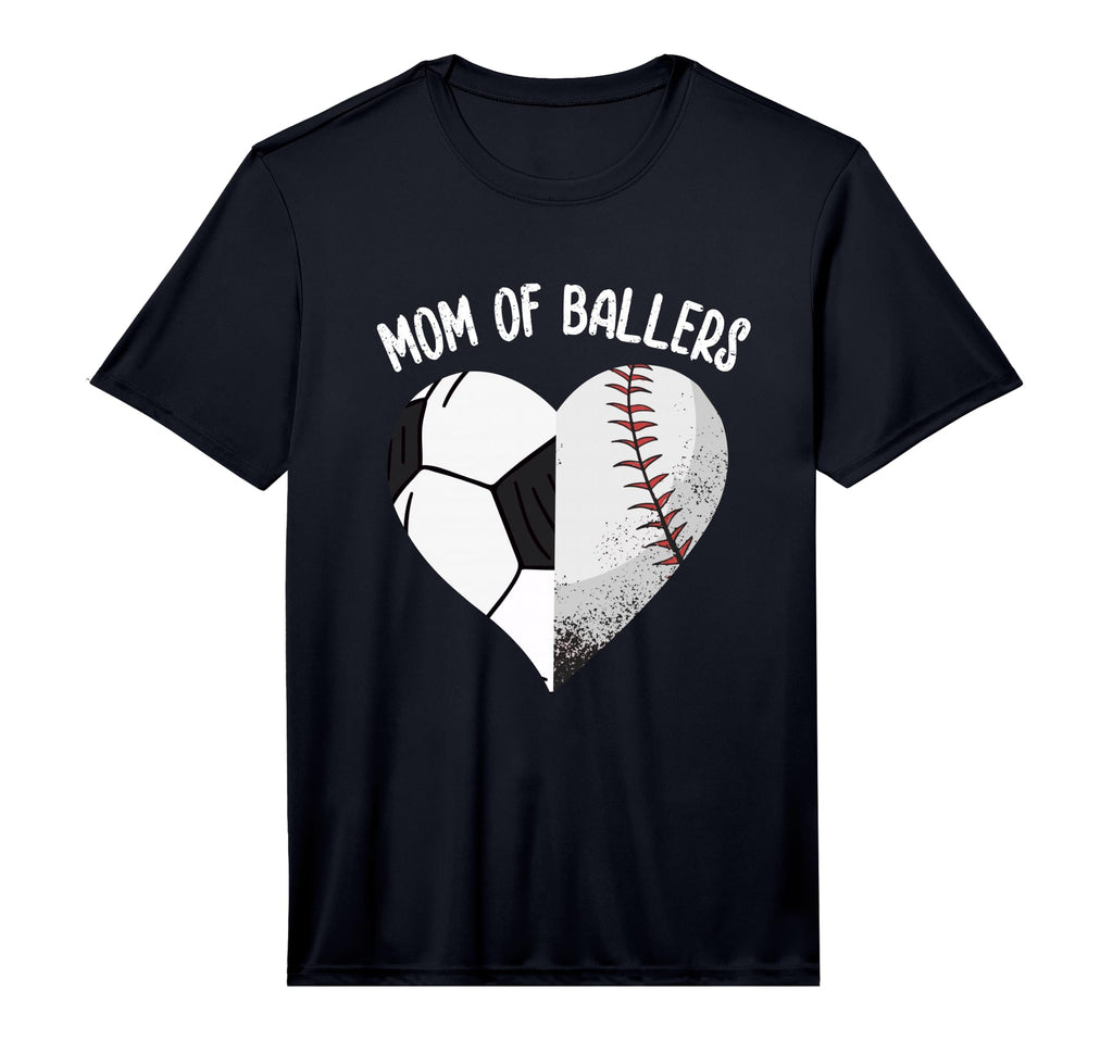 Mom Ballers Soccer Baseball Mama Heart T-Shirt - Unique Graphic Men Women - T-Shirt, Sweatshirt, Hoodie