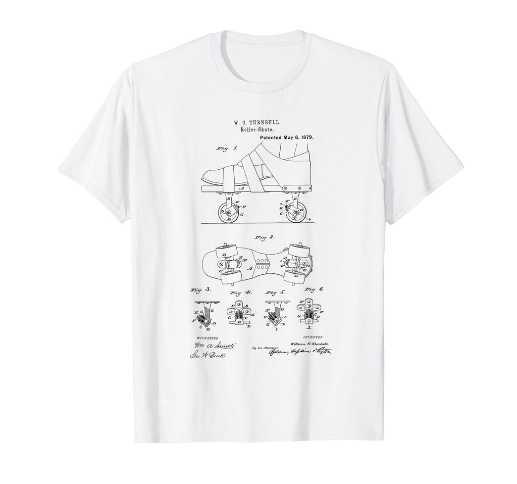 Roller Skate Shoe Patent Hand Drawing T-Shirt - Minimalist Print Unisex - T-Shirt, Sweatshirt, Hoodie