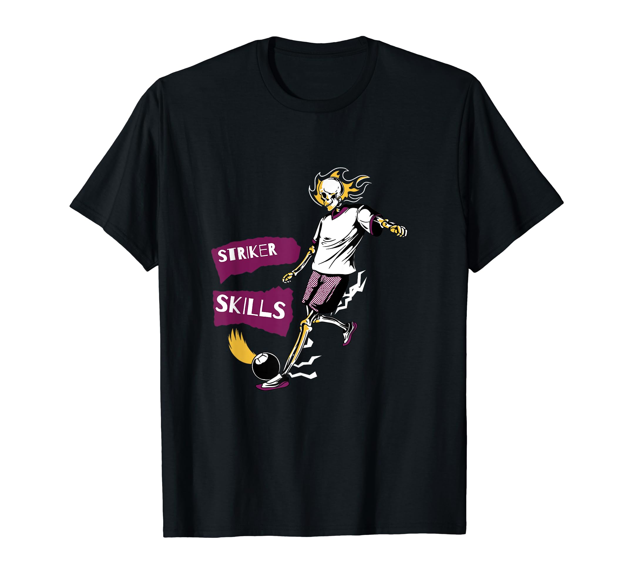 Striker Skills Soccer Skeleton T-Shirt - Aesthetic Graphic Men Women - T-Shirt, Sweatshirt, Hoodie
