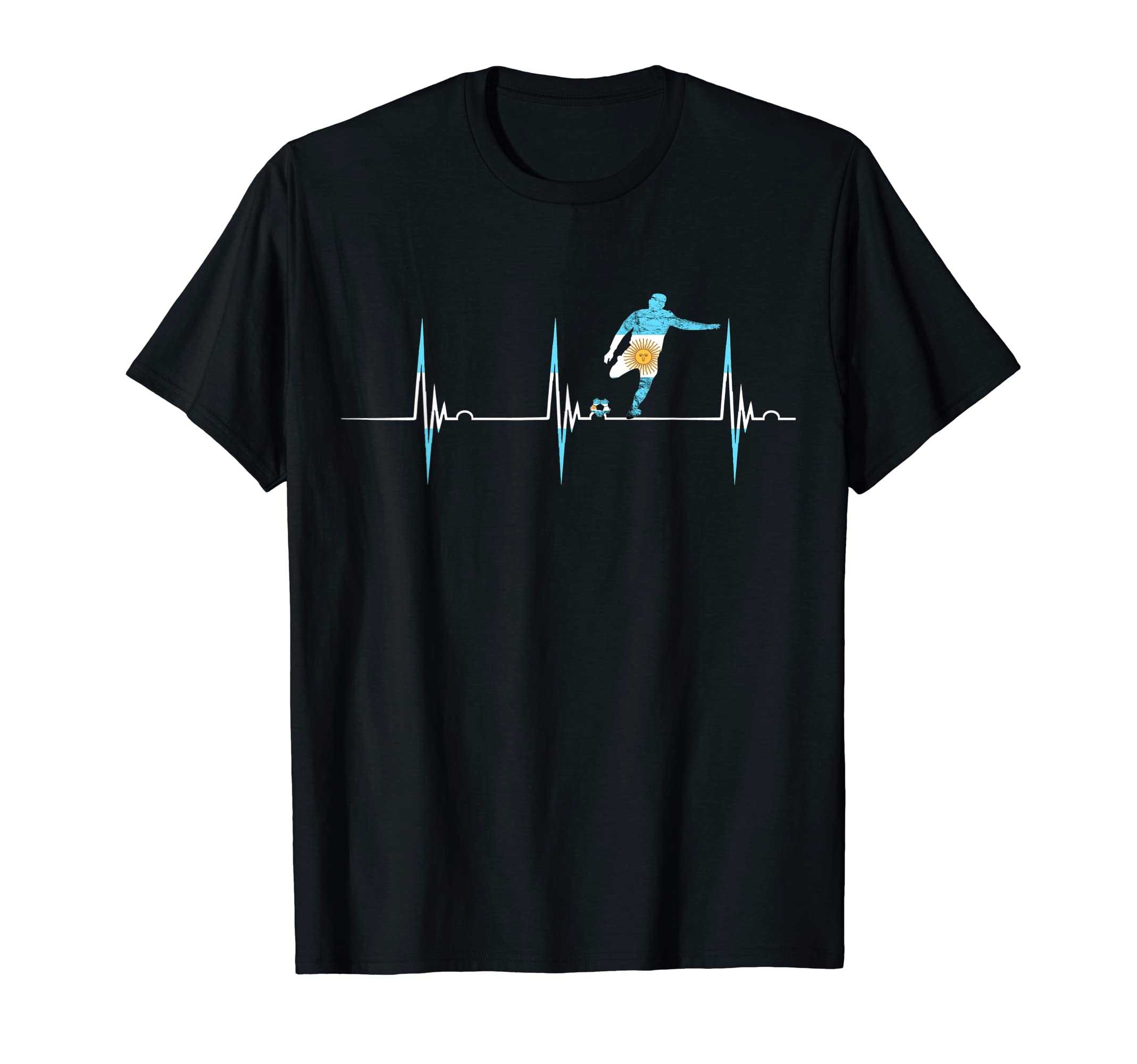 Argentina Soccer Player Ball Heartbeat T-Shirt - Novelty Apparel Unisex - T-Shirt, Sweatshirt, Hoodie