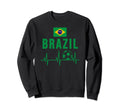 I Love Brazil Flag Soccer Ball Heartbeat Sweatshirt - Graphic Print Unisex - T-Shirt, Sweatshirt, Hoodie