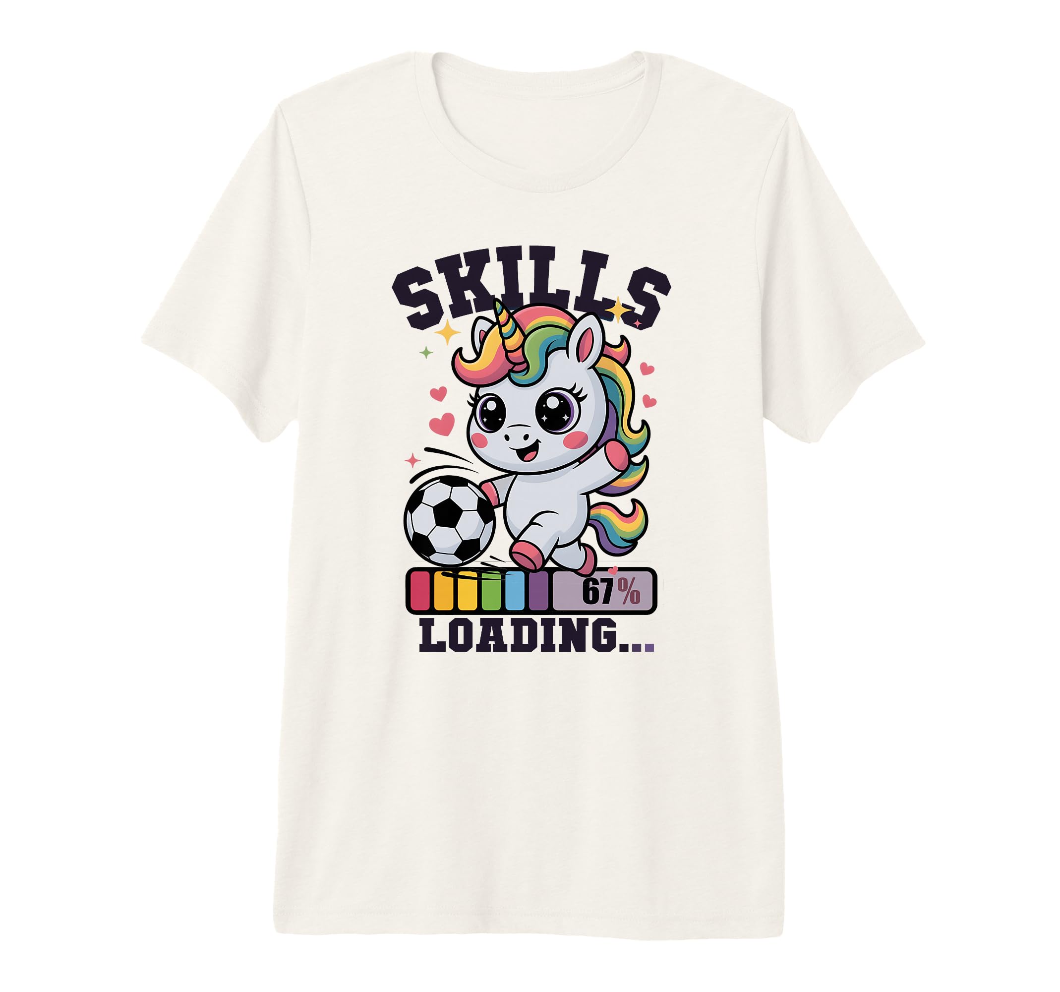 Soccer Unicorn 67 Skills Loading T-Shirt - Fun Novelty Design for Adults - T-Shirt, Sweatshirt, Hoodie