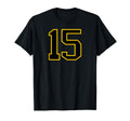Number 15 Sports Team Yellow Black Number T-Shirt - Novelty Apparel Unisex - T-Shirt, Sweatshirt, Hoodie