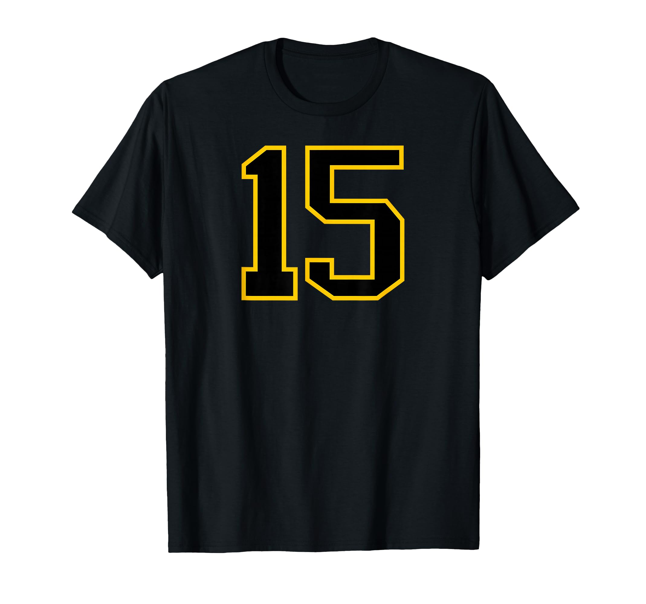 Number 15 Sports Team Yellow Black Number T-Shirt - Novelty Apparel Unisex - T-Shirt, Sweatshirt, Hoodie