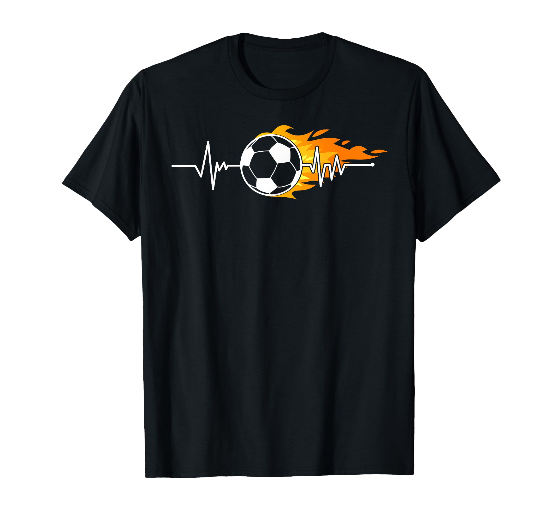 Soccer Heartbeat Pulse Flaming T-Shirt - Casual Everyday Wear for Adults - T-Shirt, Sweatshirt, Hoodie