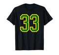Green Yellow Sports Team Number 33 T-Shirt - Novelty Apparel for Adults - T-Shirt, Sweatshirt, Hoodie