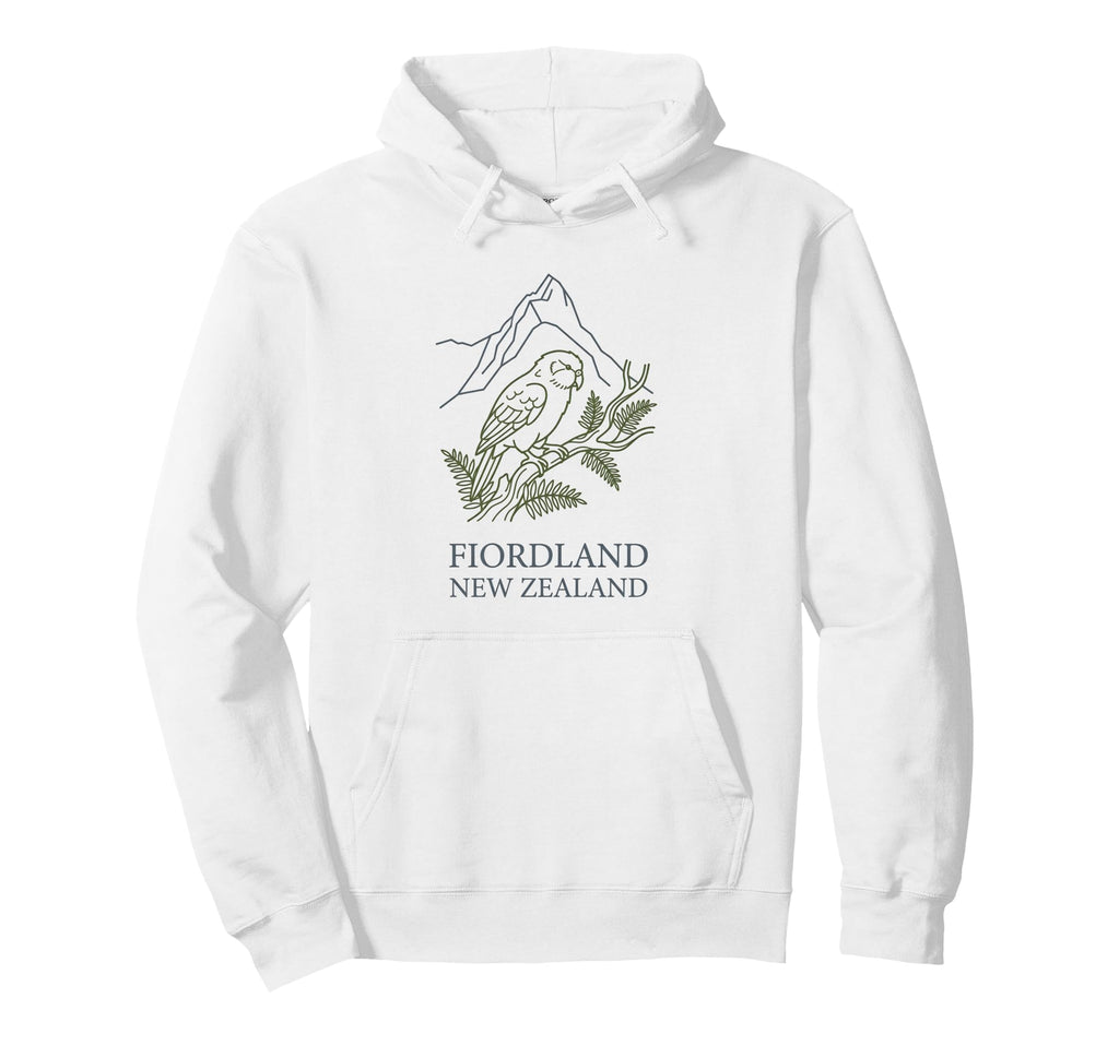Fiordland New Zealand Kiwi Bird Mountain Hoodie - Trendy Graphic Men Women - T-Shirt, Sweatshirt, Hoodie