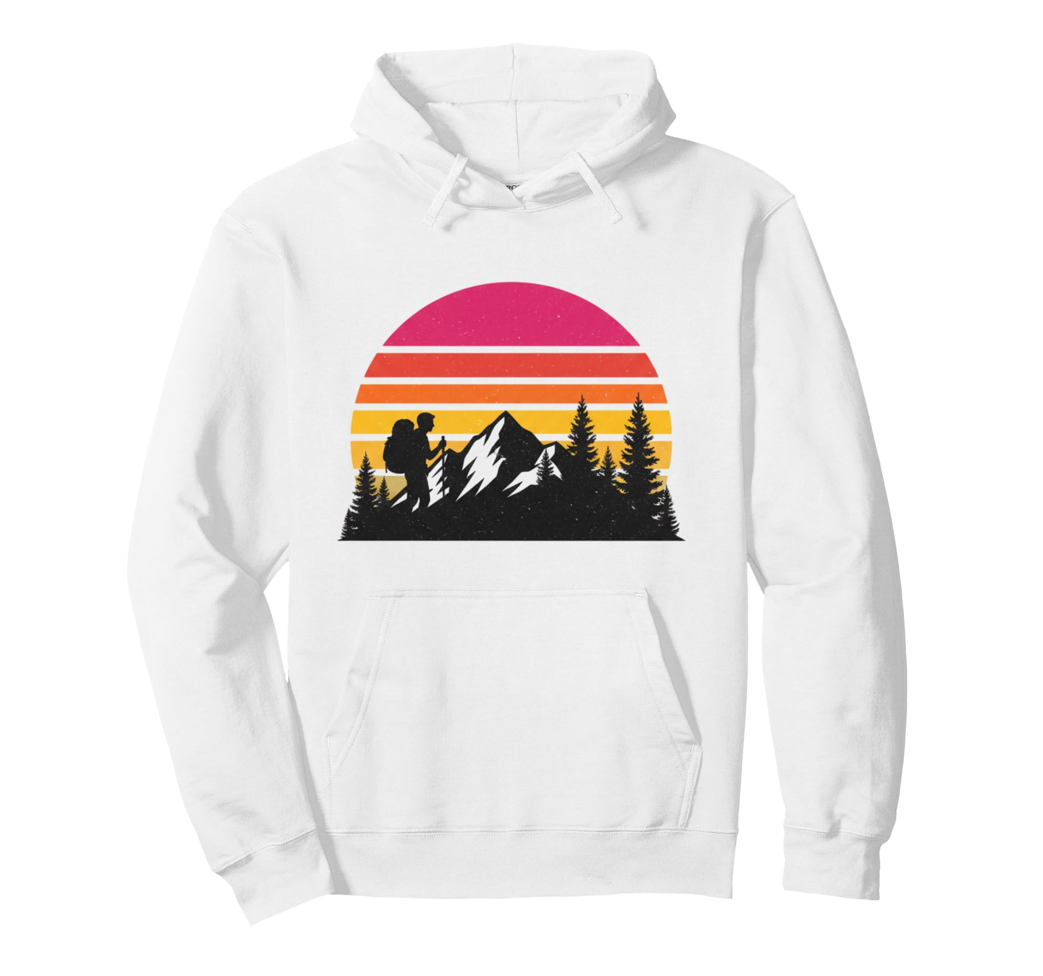 Sunset Mountain Hiker Pine Tree Nature Hoodie - Custom Art Print for Adults - T-Shirt, Sweatshirt, Hoodie