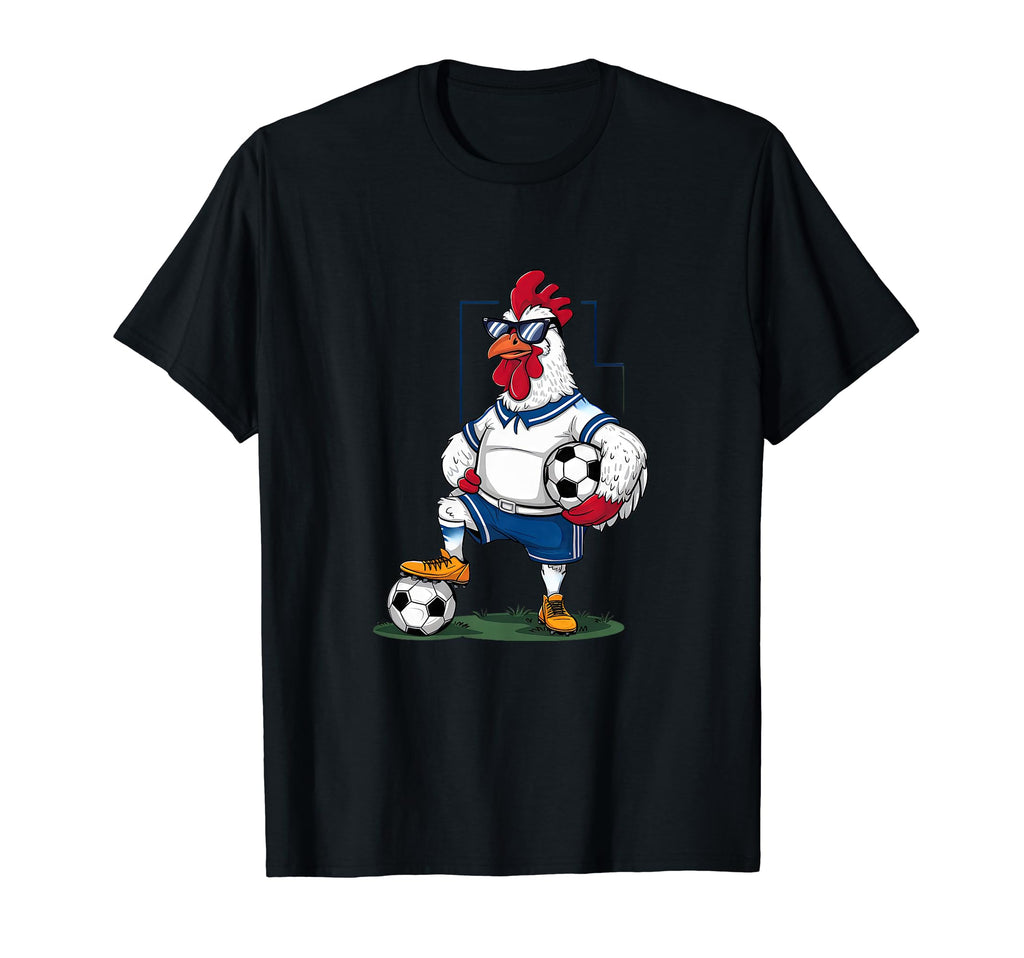 Funny Chicken Soccer Player Sports T-Shirt - Custom Art Print Unisex - T-Shirt, Sweatshirt, Hoodie