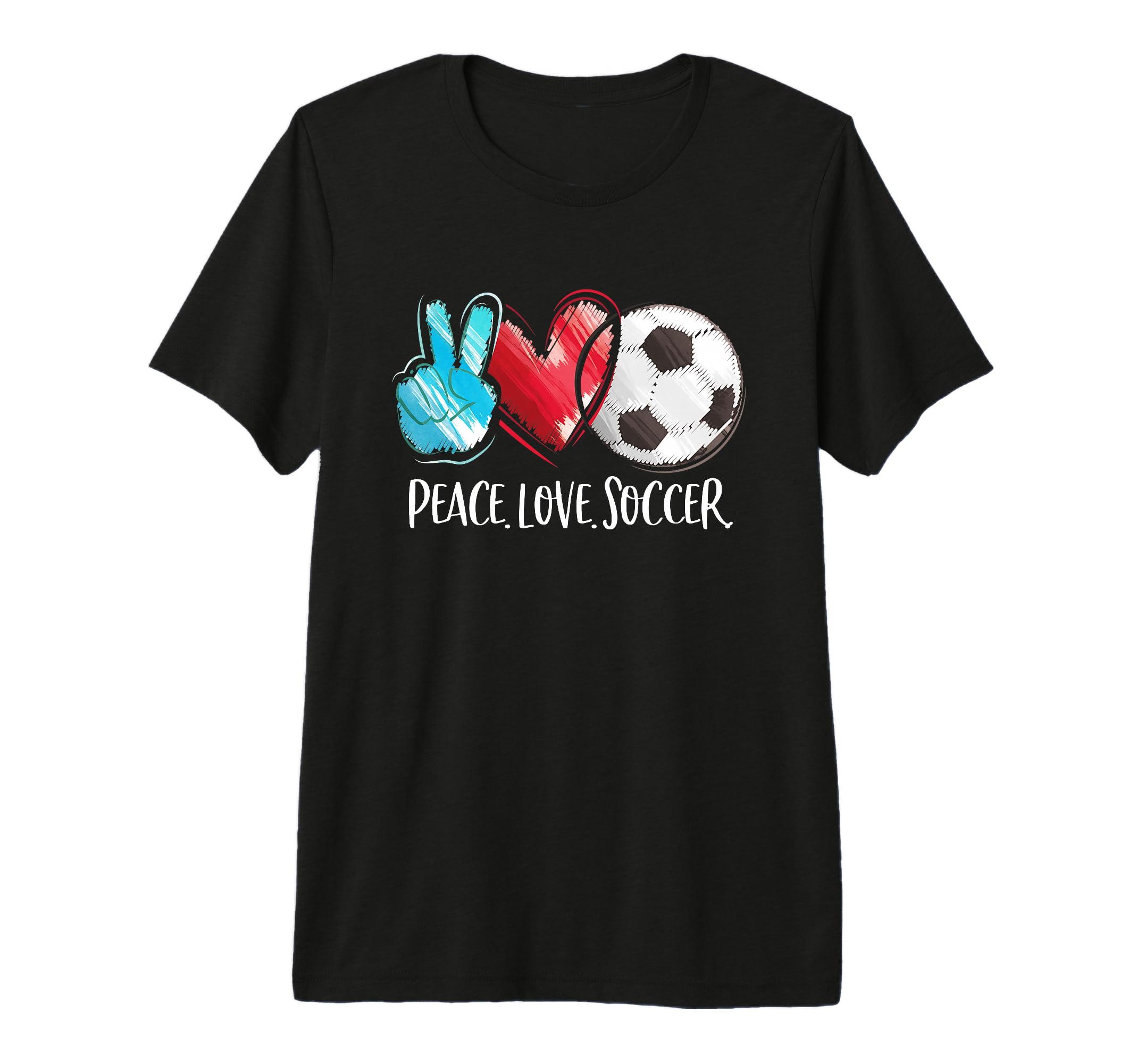 Soccer Player Soccer Fan Peace Love T-Shirt - Custom Art Print Unisex - T-Shirt, Sweatshirt, Hoodie