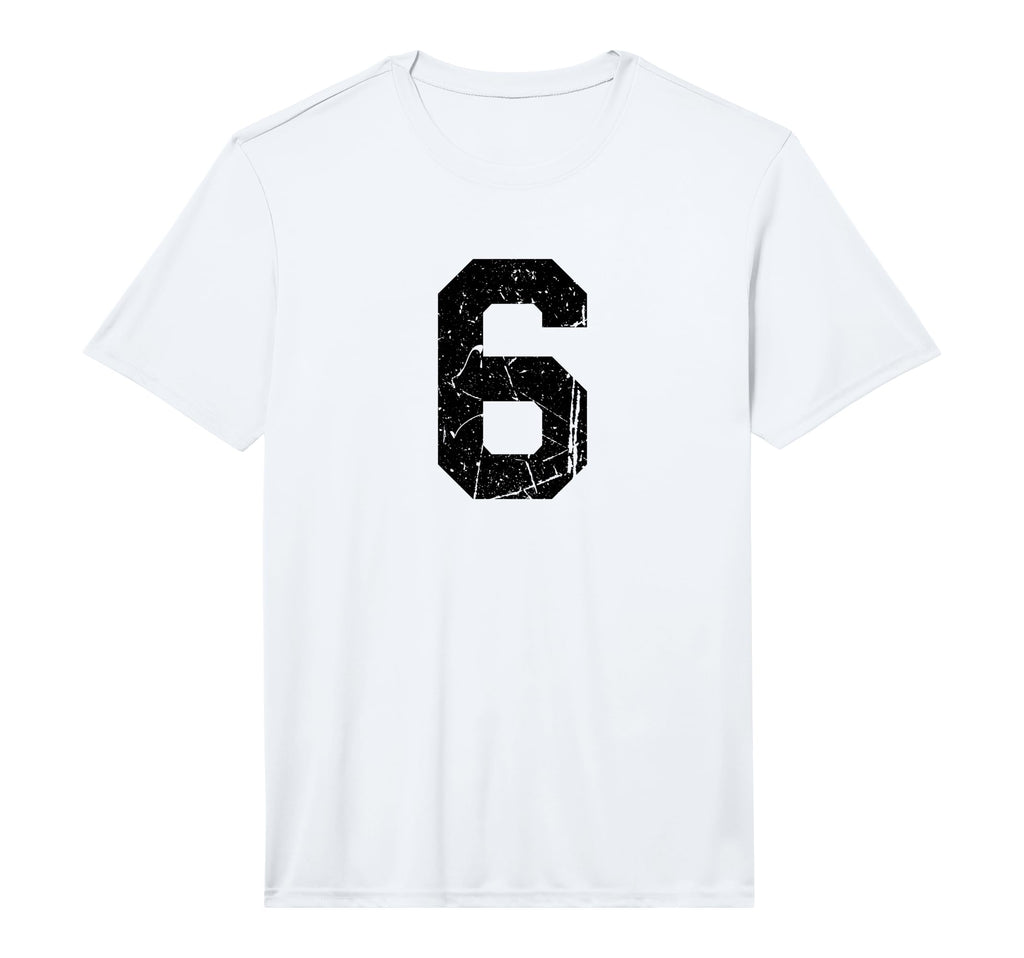 Distressed Black Sports Team Number 6 T-Shirt - Graphic Print for Adults - T-Shirt, Sweatshirt, Hoodie