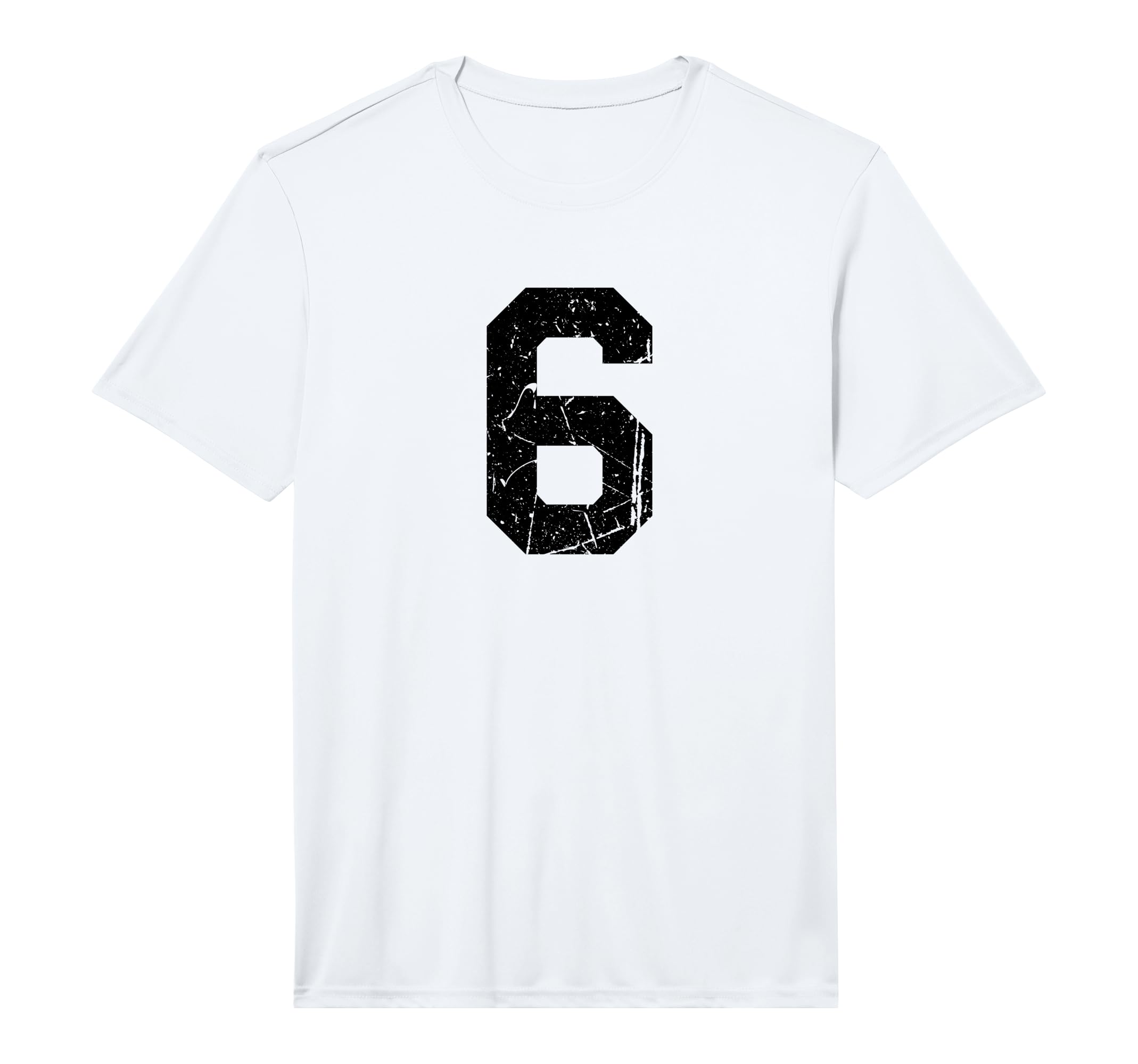 Distressed Black Sports Team Number 6 T-Shirt - Graphic Print for Adults - T-Shirt, Sweatshirt, Hoodie