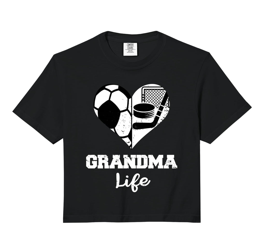 Grandma Life Heart Funny Soccer Hockey Hoodie - Trendy Graphic for Adults - T-Shirt, Sweatshirt, Hoodie