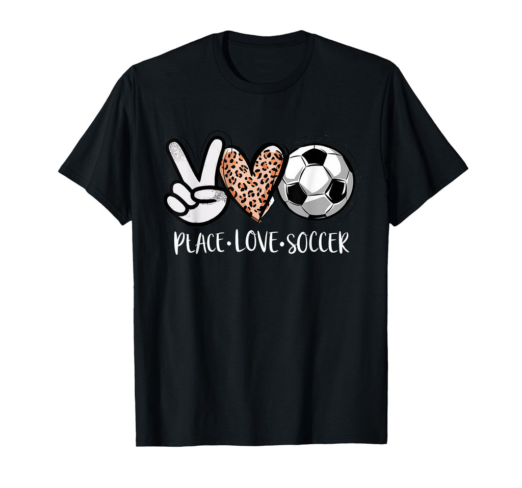 Peace Love Soccer Leopard Sport T-Shirt - Trendy Graphic for Adults - T-Shirt, Sweatshirt, Hoodie