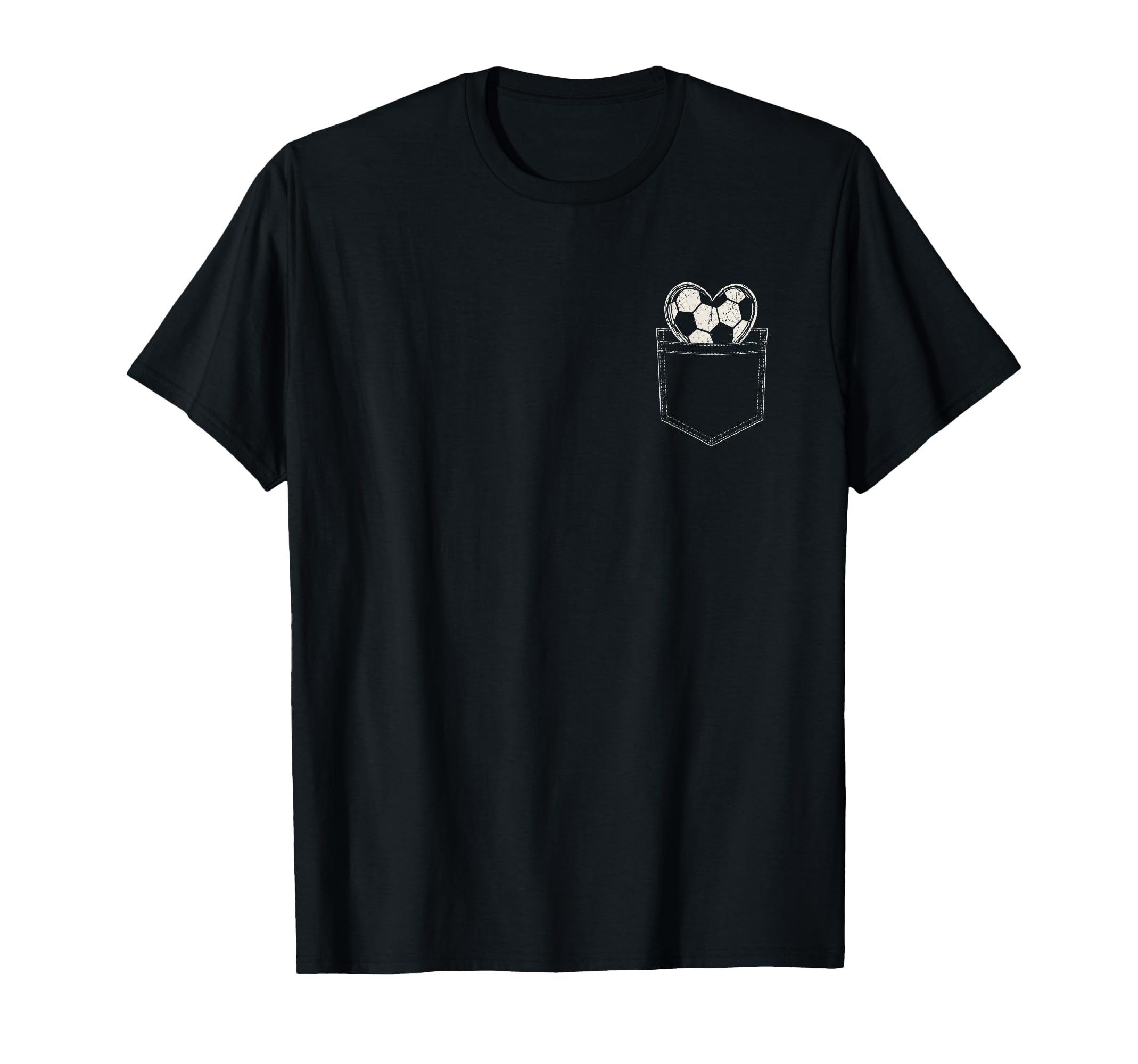 Faux Pocket Soccer Heart Ball Minimal T-Shirt - Trendy Graphic for Adults - T-Shirt, Sweatshirt, Hoodie