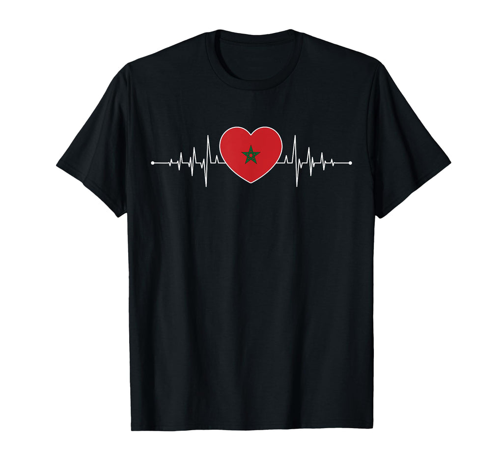 Morocco Heartbeat Moroccan Flag T-Shirt - Casual Everyday Wear for Adults - T-Shirt, Sweatshirt, Hoodie