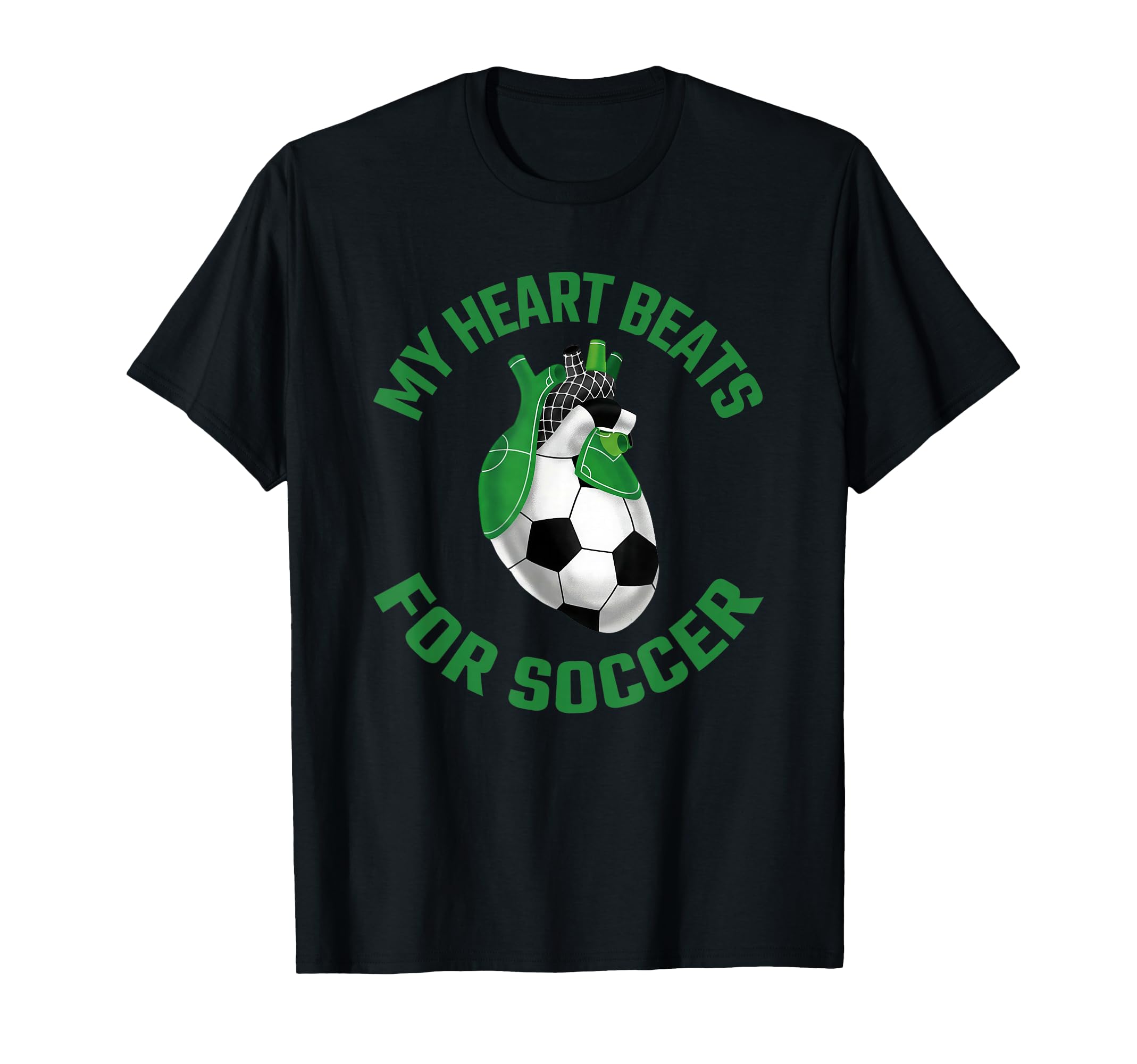 Green And Black Soccer Heart Soccer T-Shirt - Streetwear Style Men Women - T-Shirt, Sweatshirt, Hoodie