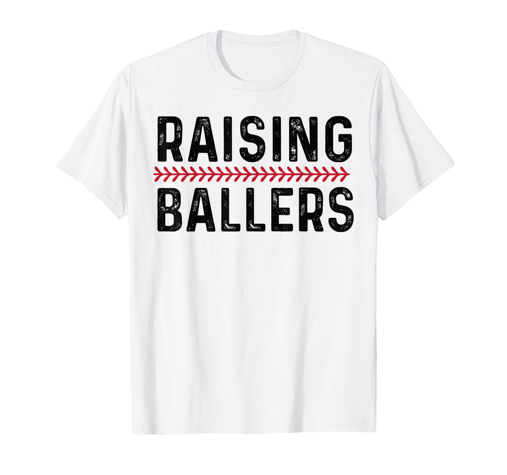 Raising Ballers Funny Mom Baseball T-Shirt - Minimalist Print for Adults - T-Shirt, Sweatshirt, Hoodie
