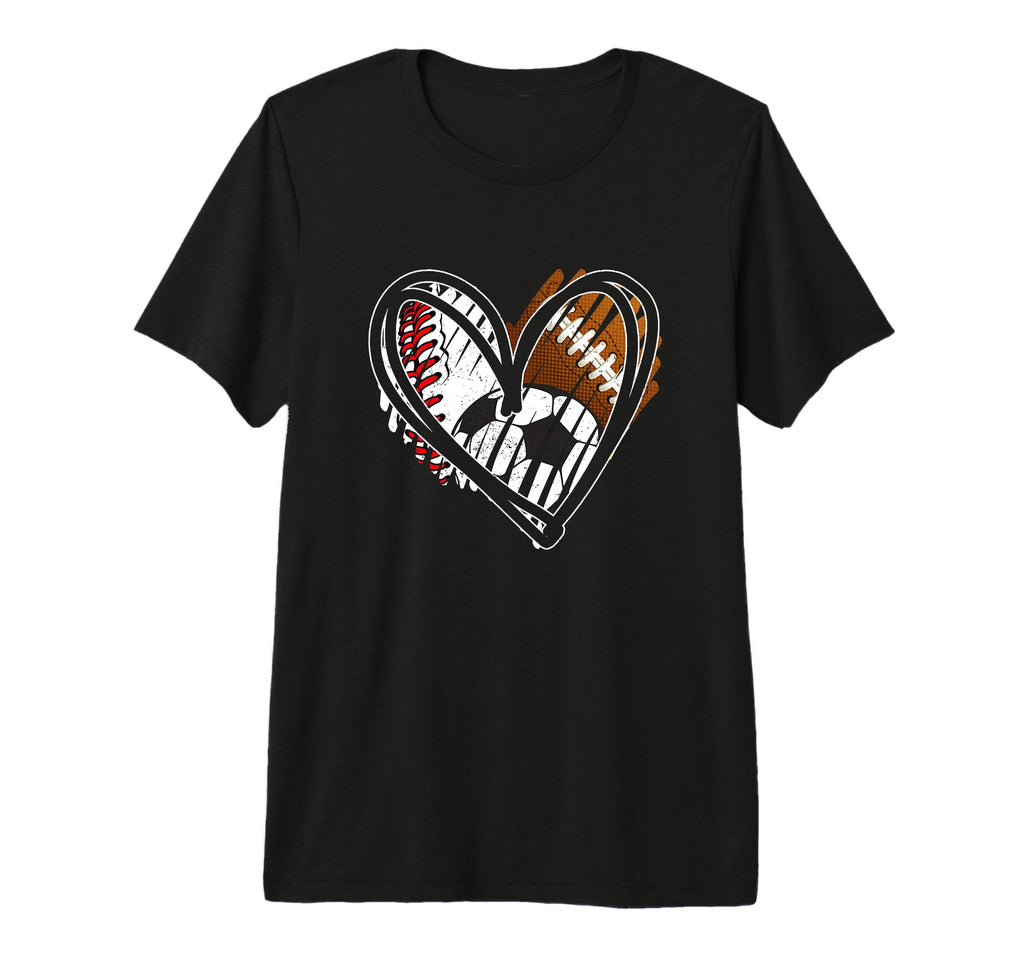 Baseball Football Soccer Ball Heart T-Shirt - Custom Art Print Men Women - T-Shirt, Sweatshirt, Hoodie