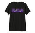 Delaware Soccer Purple Text Tri Blend T-Shirt - Minimalist Print Unisex - T-Shirt, Sweatshirt, Hoodie