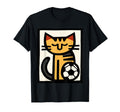Soccer Cat Cartoon Sports Art T-Shirt - Minimalist Print Unisex - T-Shirt, Sweatshirt, Hoodie