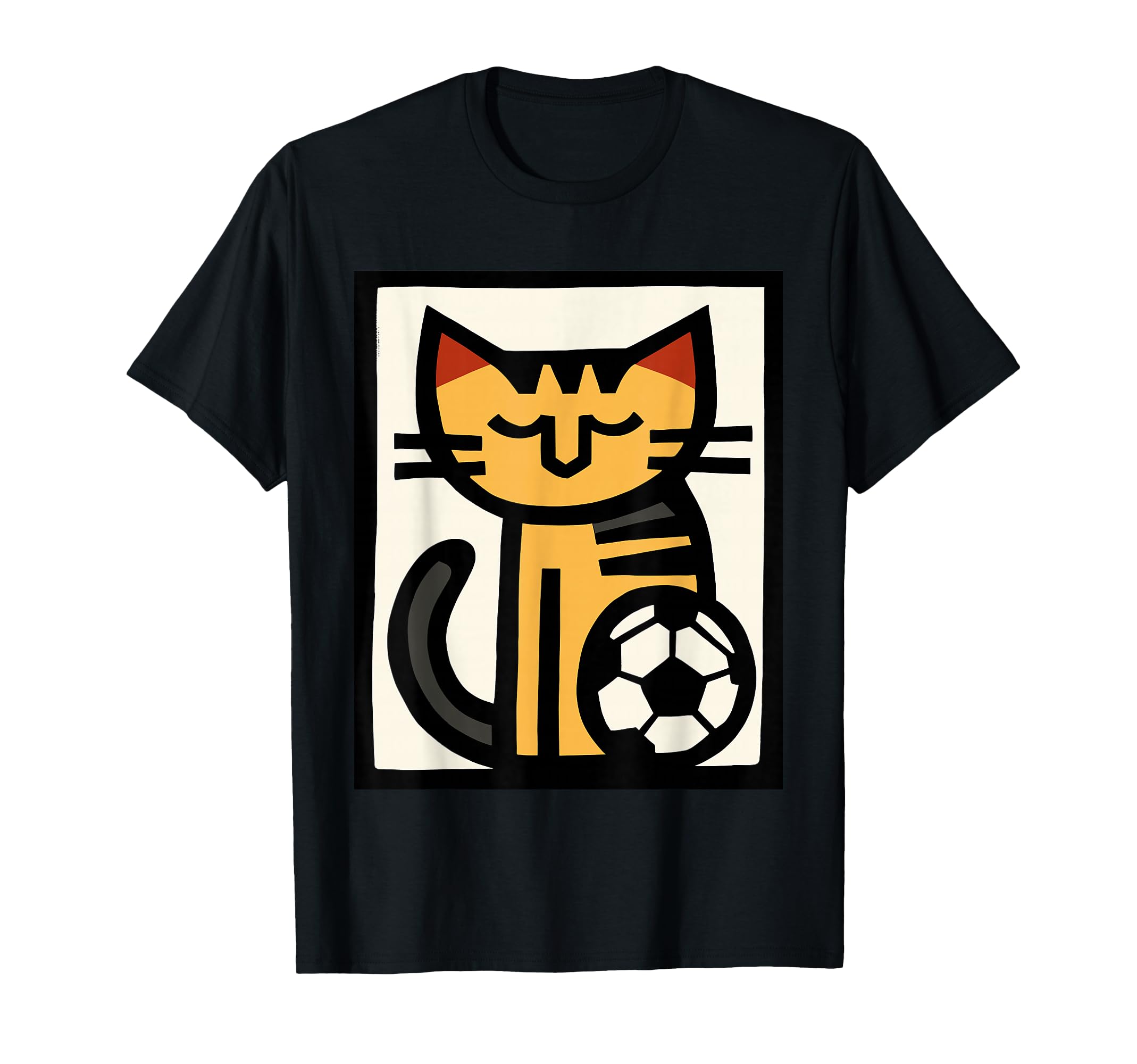 Soccer Cat Cartoon Sports Art T-Shirt - Minimalist Print Unisex - T-Shirt, Sweatshirt, Hoodie