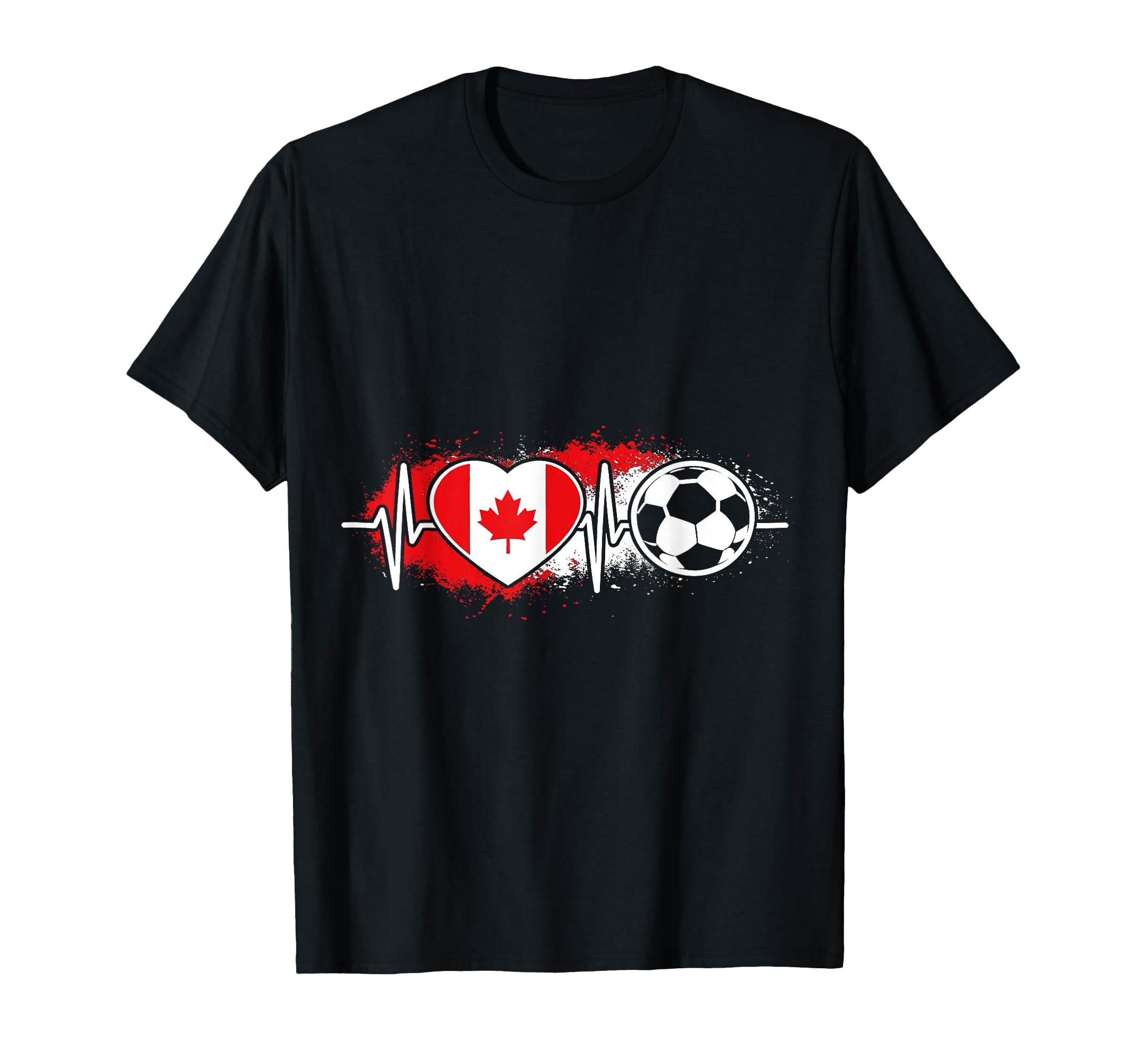 Soccer Heartbeat Canada Flag Football T-Shirt - Fun Novelty Design Unisex - T-Shirt, Sweatshirt, Hoodie