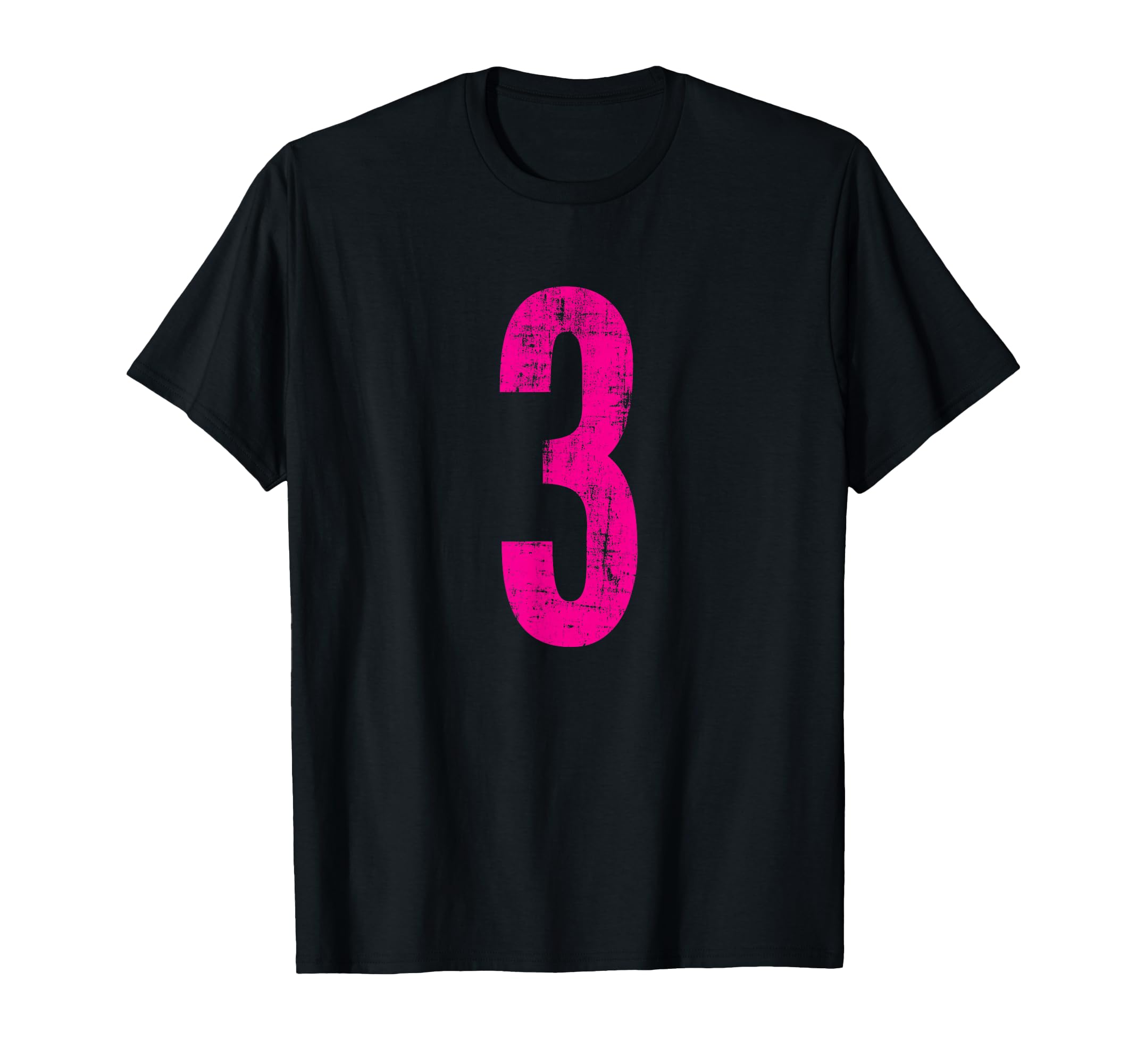 Number 3 Three Distressed Sport Team T-Shirt - Novelty Apparel for Adults - T-Shirt, Sweatshirt, Hoodie