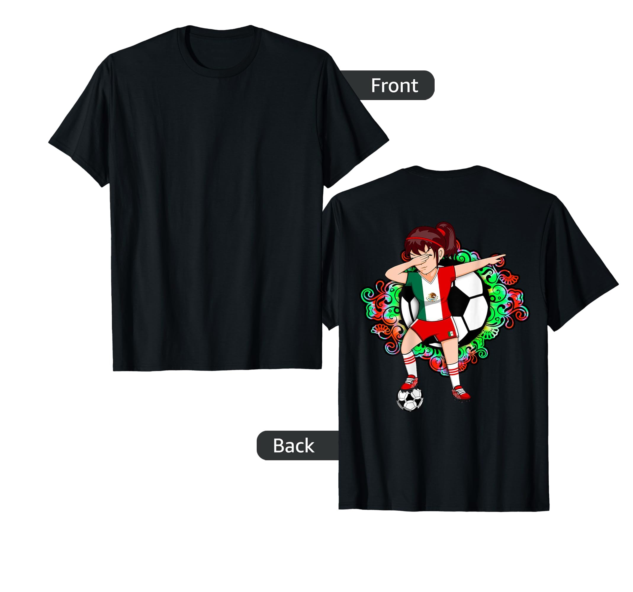 Dabbing Soccer Mexico Fan Jersey Floral T-Shirt - Unique Graphic Men Women - T-Shirt, Sweatshirt, Hoodie