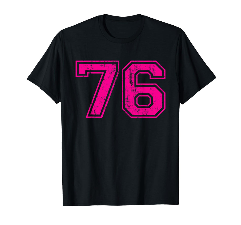 Number 76 Varsity Distressed Sport T-Shirt - Fun Novelty Design for Adults - T-Shirt, Sweatshirt, Hoodie