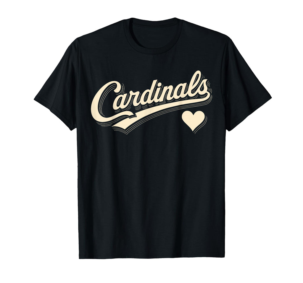 Cardinals Script Typography Heart Gift T-Shirt - Custom Art Print Unisex - T-Shirt, Sweatshirt, Hoodie