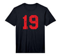 Number 19 Sports Jersey Red Distressed T-Shirt - Unique Graphic Men Women - T-Shirt, Sweatshirt, Hoodie