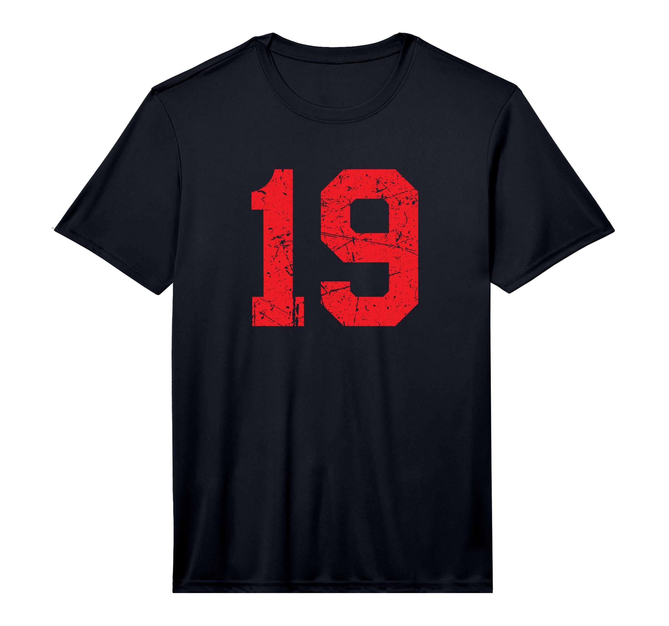 Number 19 Sports Jersey Red Distressed T-Shirt - Unique Graphic Men Women - T-Shirt, Sweatshirt, Hoodie