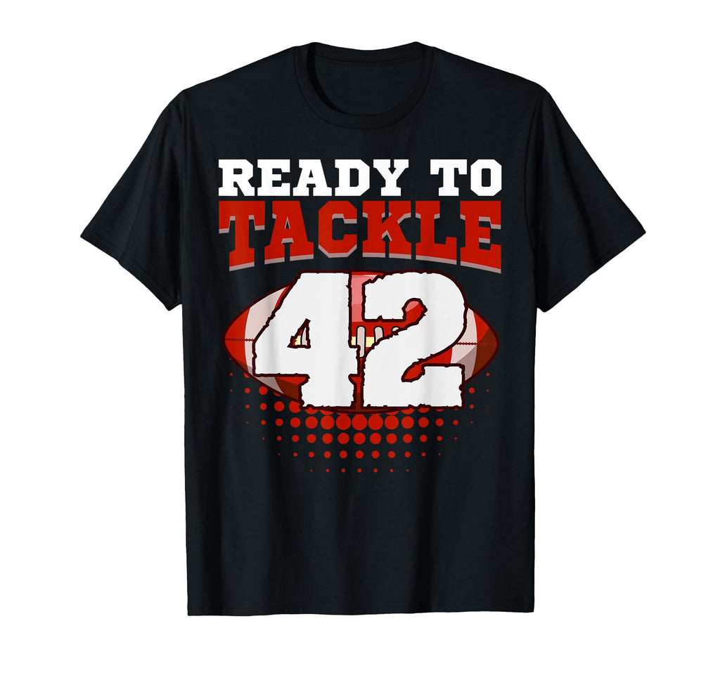 Football 42Nd Birthday Player Tackle T-Shirt - Trendy Graphic for Adults - T-Shirt, Sweatshirt, Hoodie