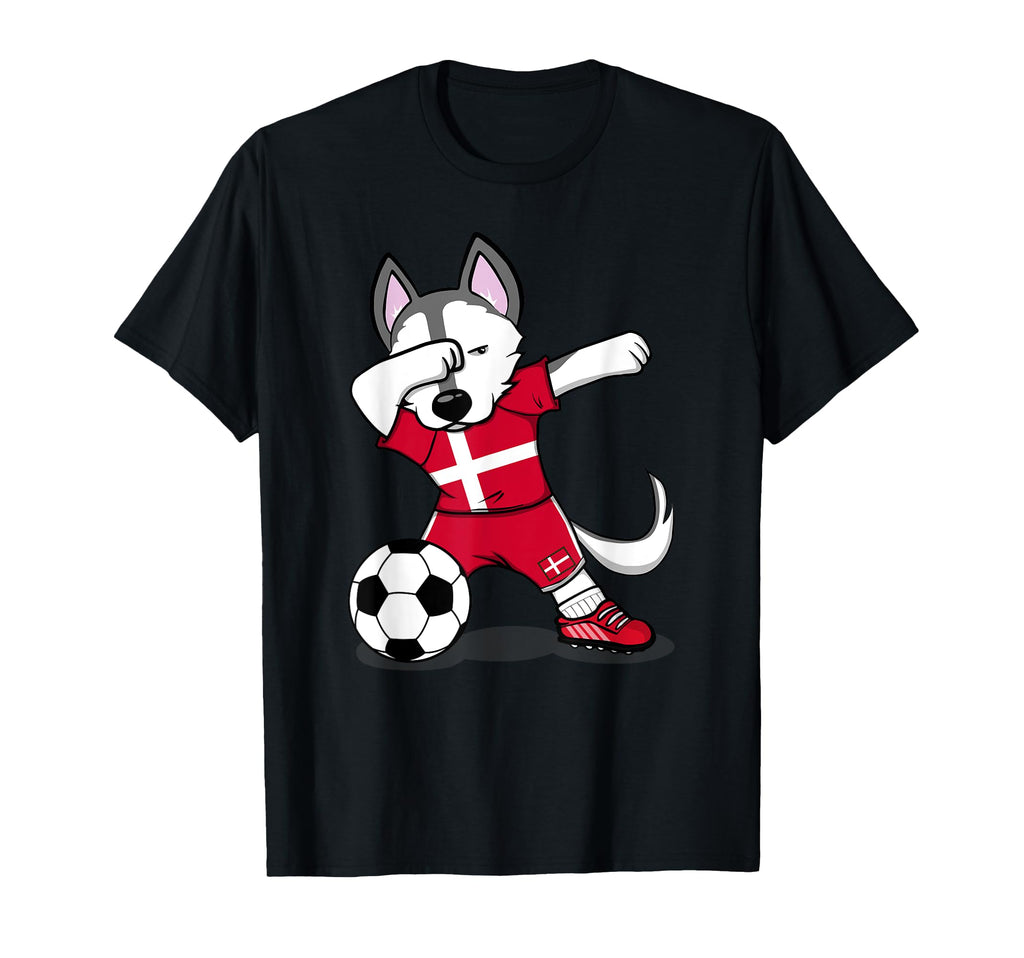 Funny Dabbing Husky Dog Denmark T-Shirt - Custom Art Print for Adults - T-Shirt, Sweatshirt, Hoodie