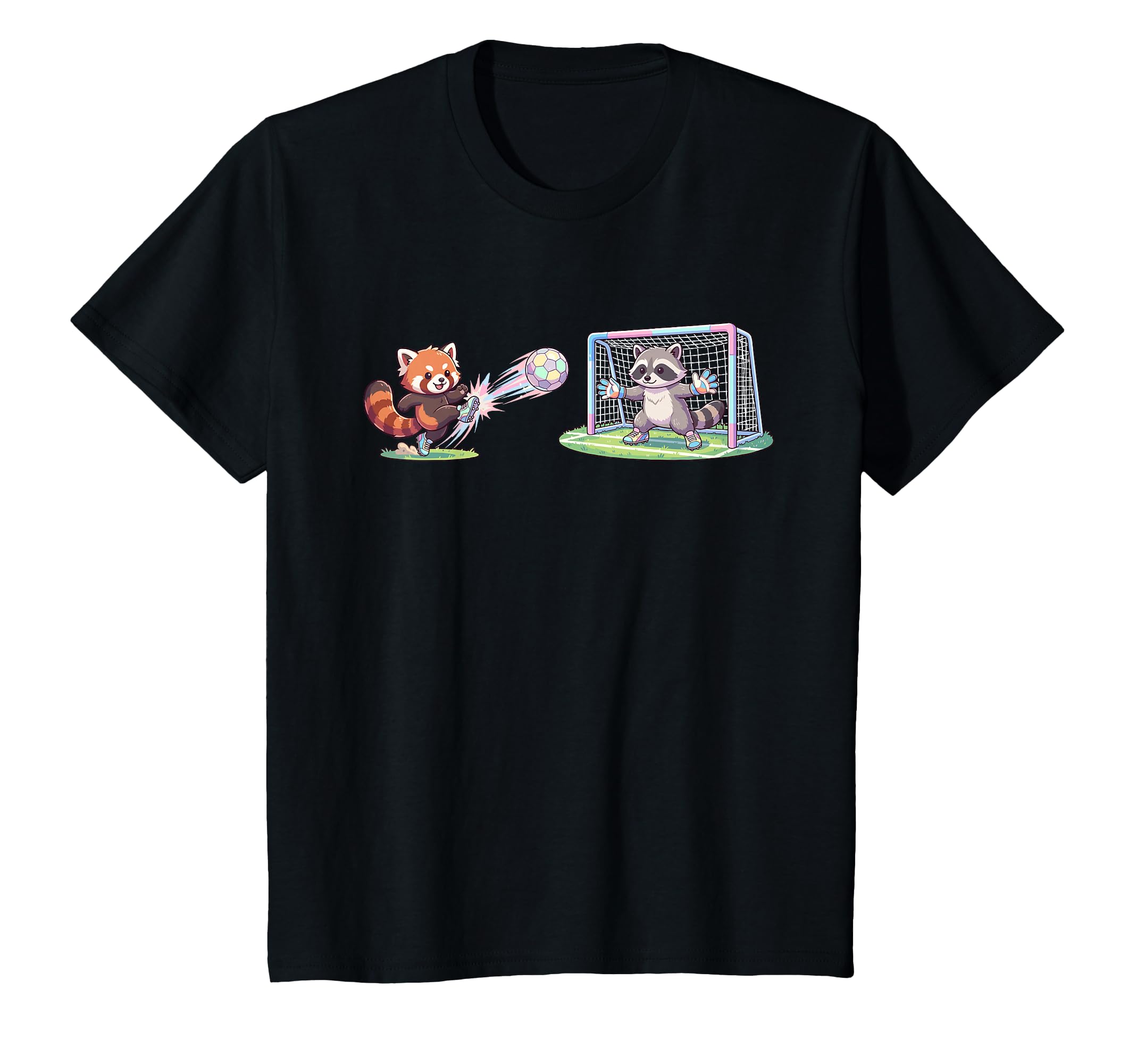 Red Panda Kicks Ball Raccoon Goalie T-Shirt - Fun Novelty Design Men Women - T-Shirt, Sweatshirt, Hoodie