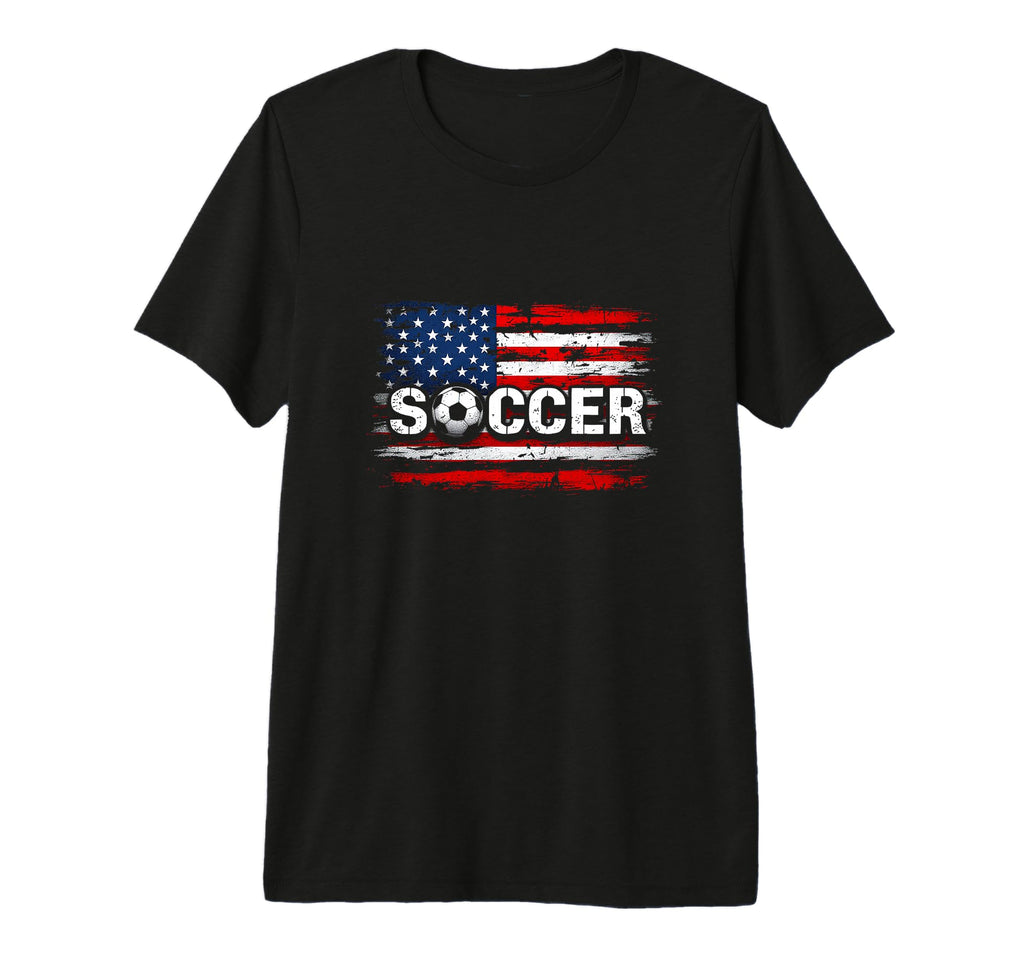 Soccer Distressed American Flag Soccer T-Shirt - Minimalist Print Unisex - T-Shirt, Sweatshirt, Hoodie