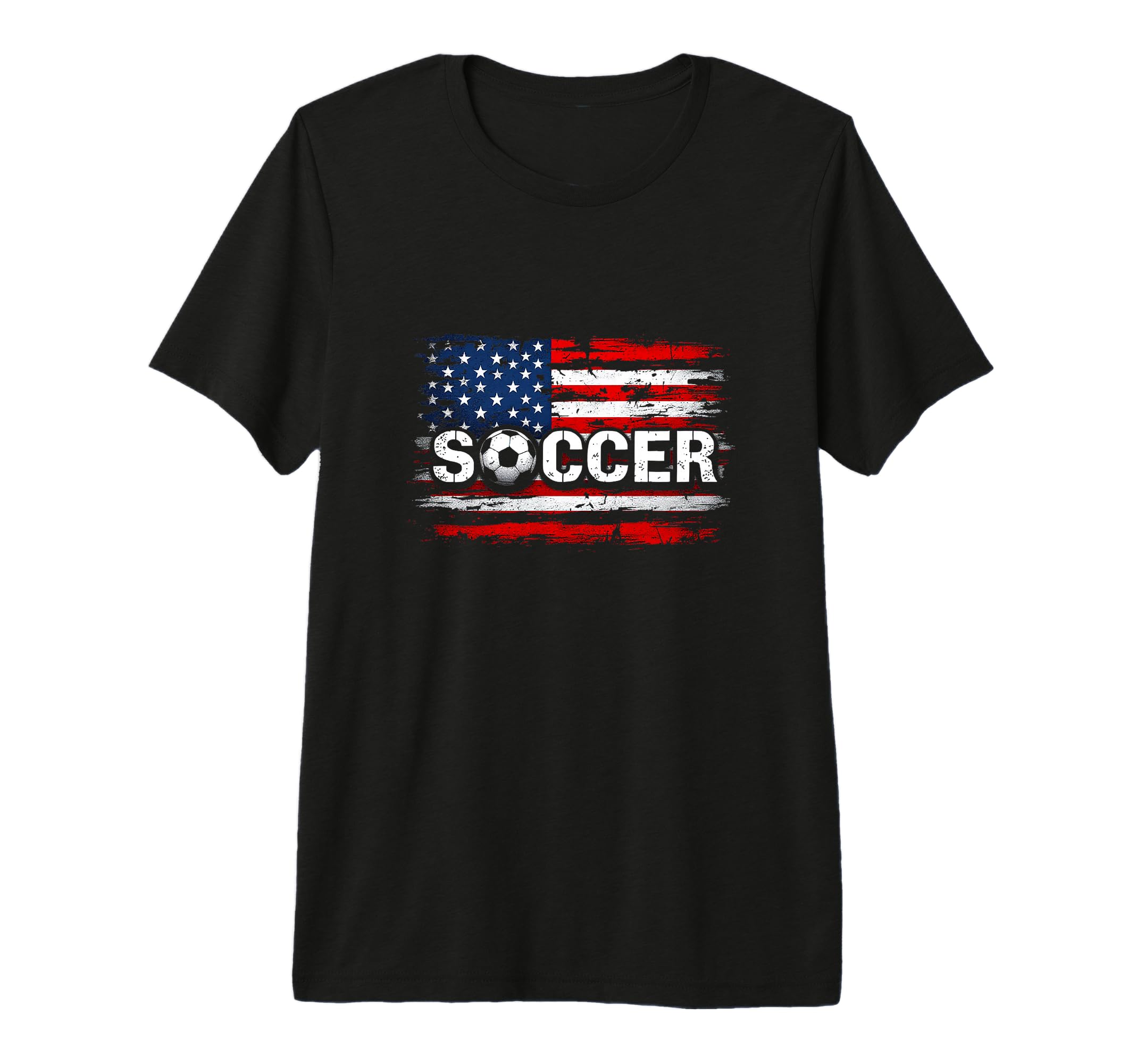 Soccer Distressed American Flag Soccer T-Shirt - Minimalist Print Unisex - T-Shirt, Sweatshirt, Hoodie