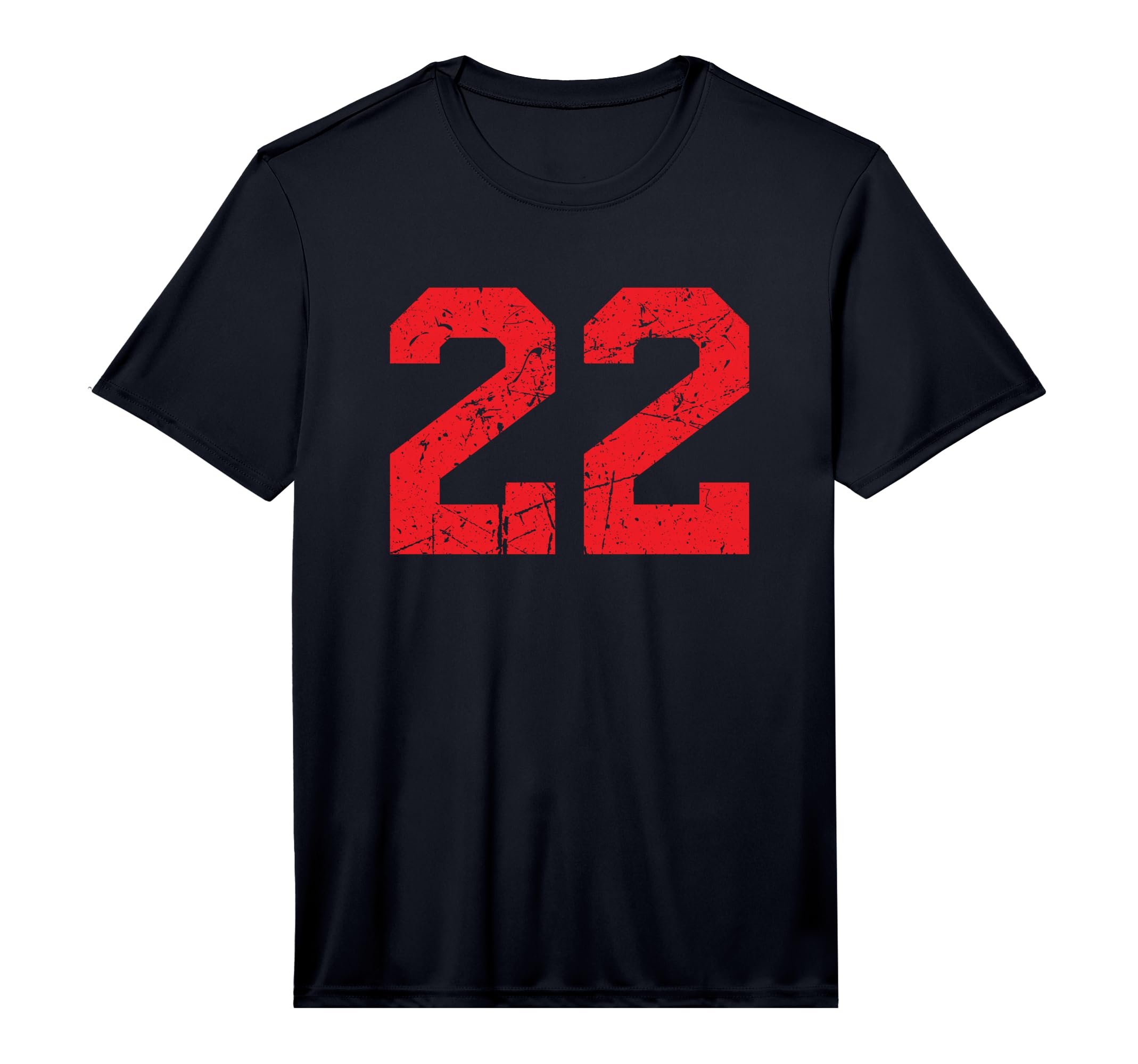 Number 22 Sport Red Distressed Number T-Shirt - Custom Art Print Unisex - T-Shirt, Sweatshirt, Hoodie