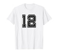 Black Number 12 T-Shirt - Custom Art Print Men Women - T-Shirt, Sweatshirt, Hoodie