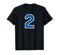 White Blue Sports Team Number 2 T-Shirt - Graphic Print for Adults - T-Shirt, Sweatshirt, Hoodie