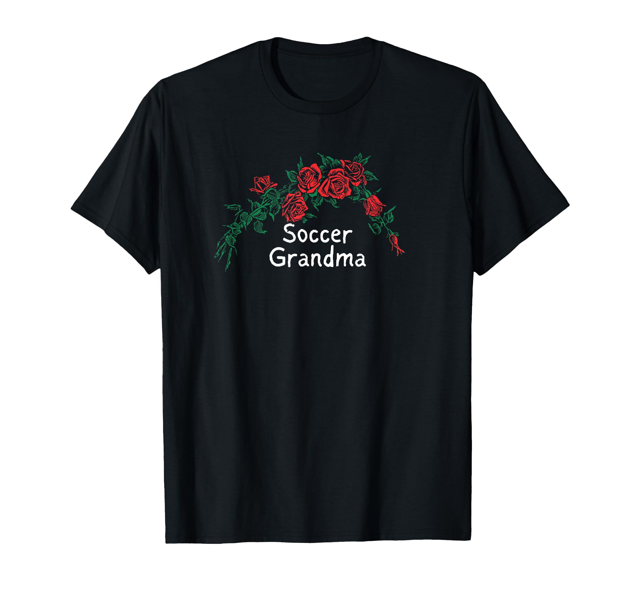 Flowers Red Soccer Grandma T-Shirt - Trendy Graphic for Adults - T-Shirt, Sweatshirt, Hoodie