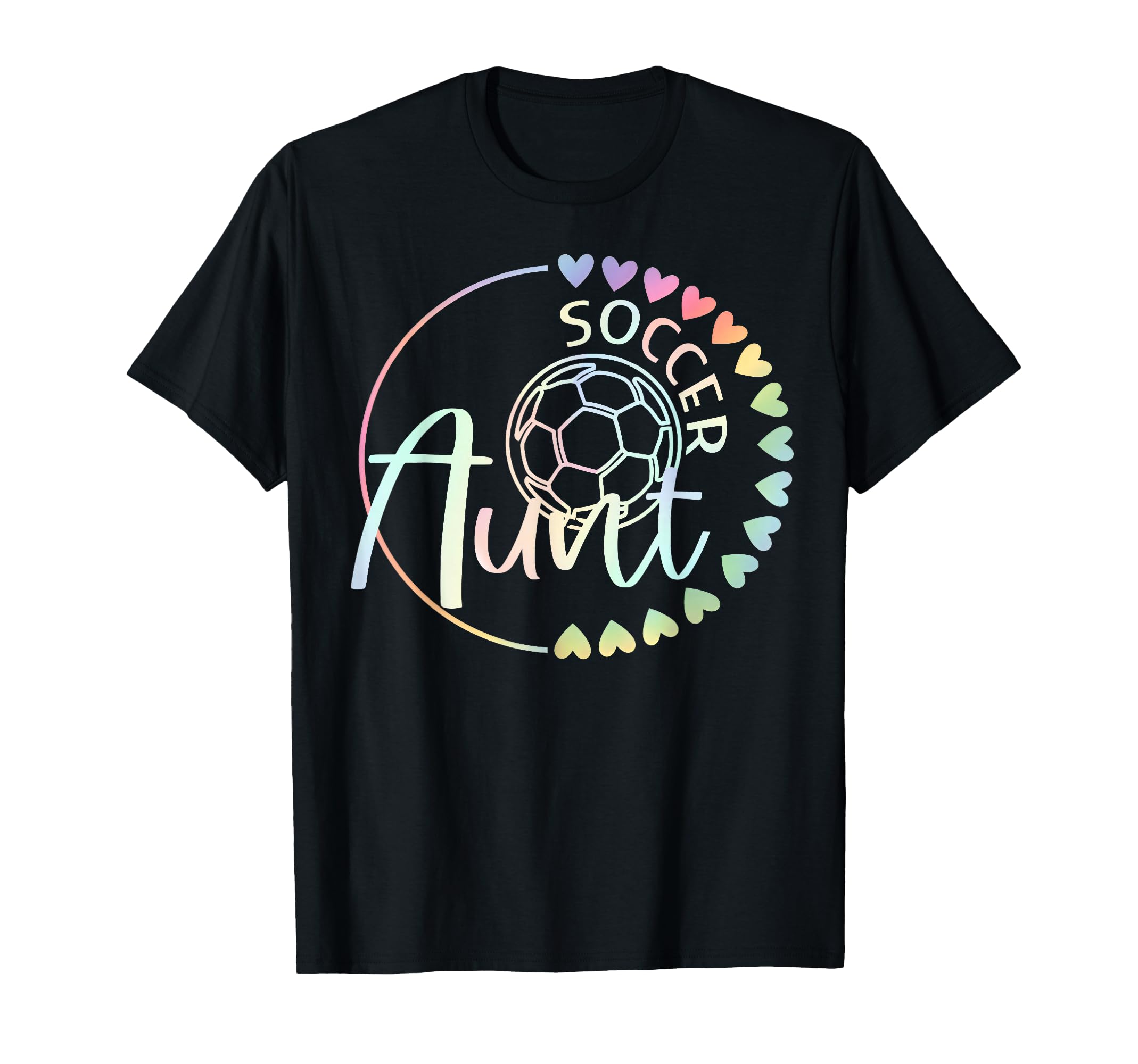 Soccer Aunt Tie Dye Heart Soccer T-Shirt - Casual Everyday Wear Men Women - T-Shirt, Sweatshirt, Hoodie