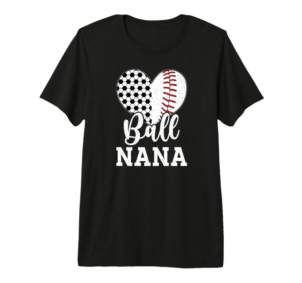 Ball Nana Grandma Heart Baseball T-Shirt - Custom Art Print for Adults - T-Shirt, Sweatshirt, Hoodie
