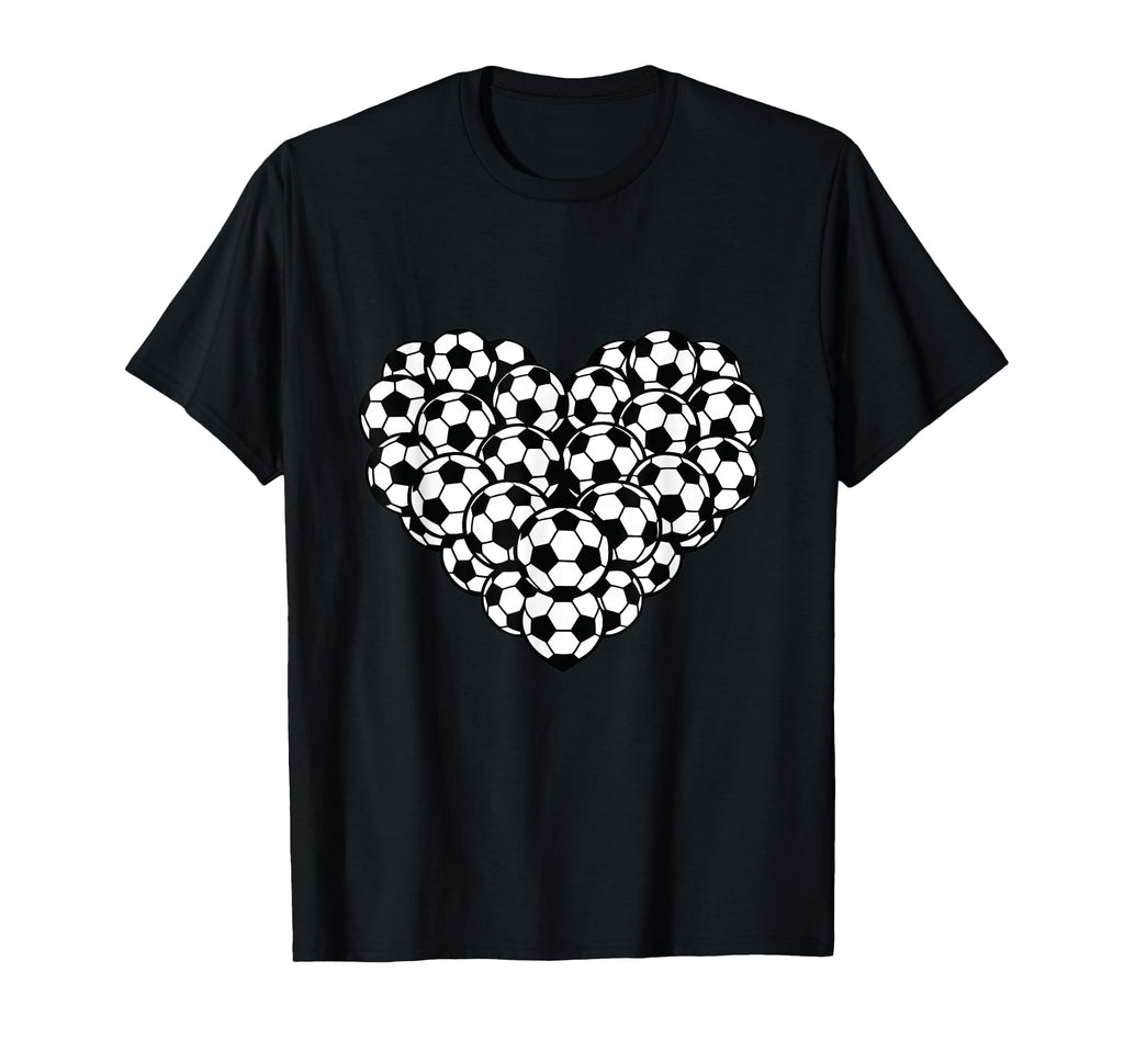 Heart Shaped Soccer Ball Pattern T-Shirt - Fun Novelty Design Men Women - T-Shirt, Sweatshirt, Hoodie