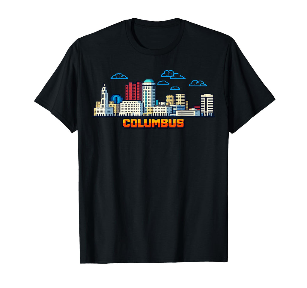 Columbus 8 Bit Video Arcade Gamer T-Shirt - Fun Novelty Design Unisex - T-Shirt, Sweatshirt, Hoodie