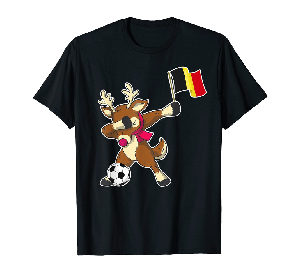 Soccer Belgian Flag Reindeer Belgium T-Shirt - Casual Everyday Wear Unisex - T-Shirt, Sweatshirt, Hoodie