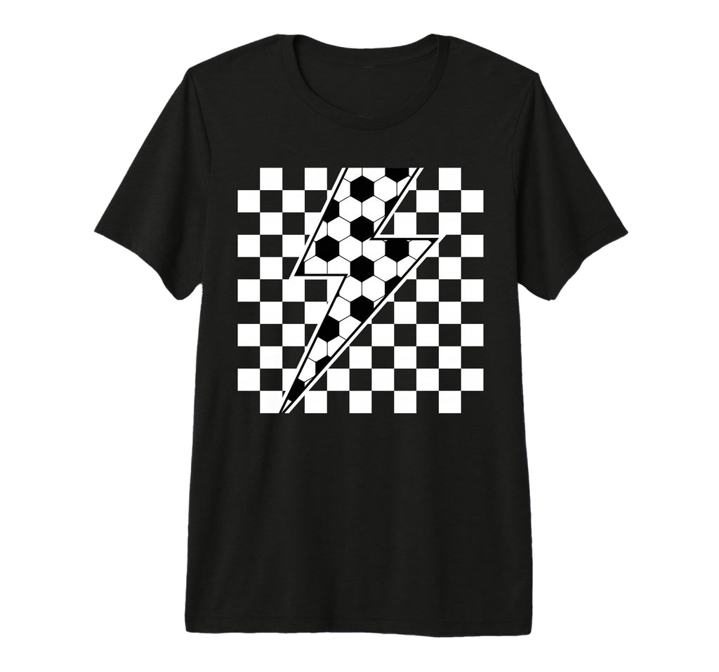 Lightning Bolt Checkered Aesthetic Racing T-Shirt - Unique Graphic Unisex - T-Shirt, Sweatshirt, Hoodie