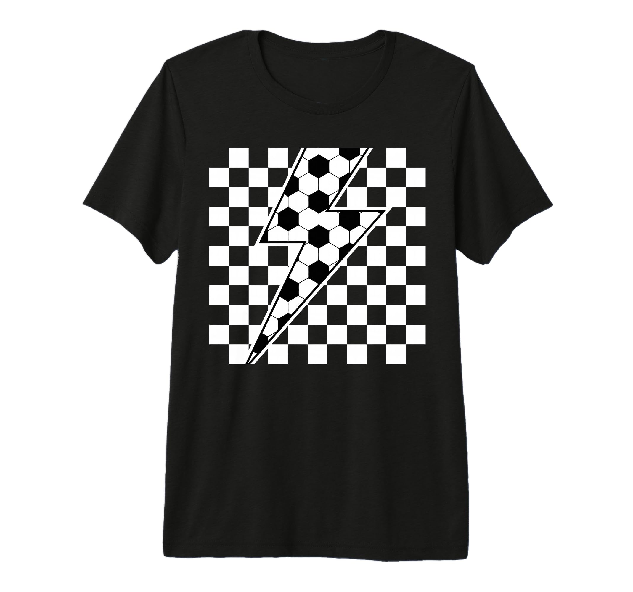 Lightning Bolt Checkered Aesthetic Racing T-Shirt - Unique Graphic Unisex - T-Shirt, Sweatshirt, Hoodie
